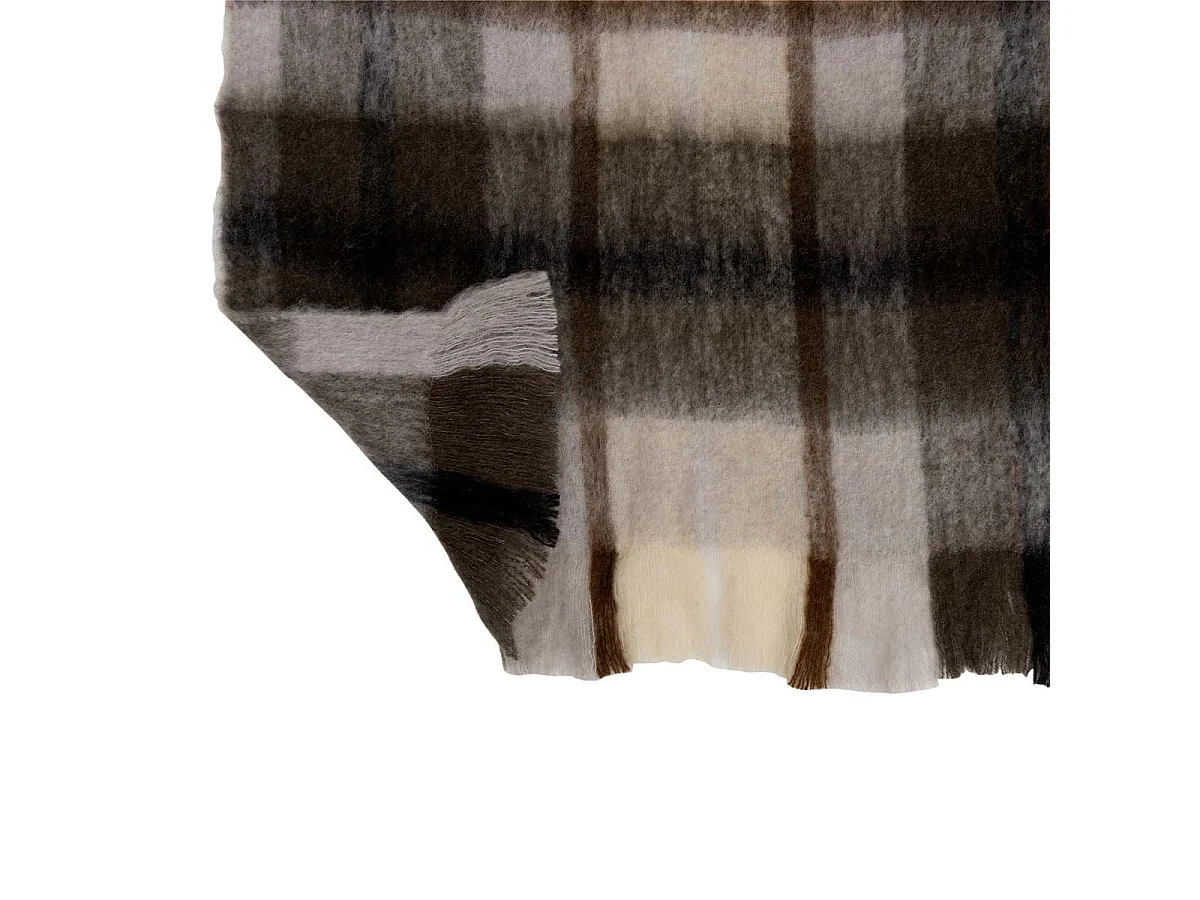 Plaid Déco "Quadrillé" 136x190cm Marron & Gris