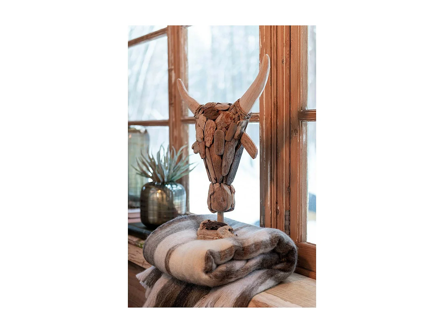 Plaid Déco "Quadrillé" 136x190cm Marron & Gris