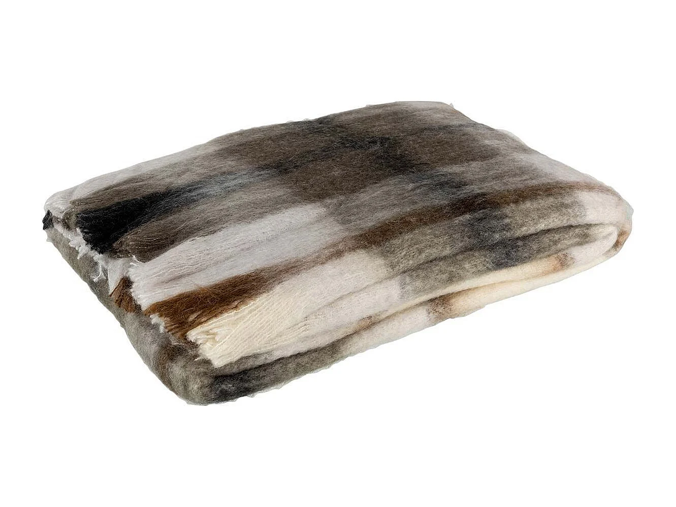 Plaid Déco "Quadrillé" 136x190cm Marron & Gris