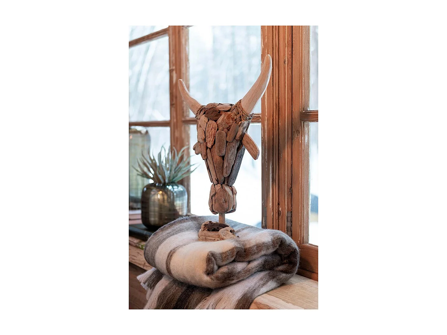 Plaid Déco "Quadrillé" 136x190cm Marron & Gris