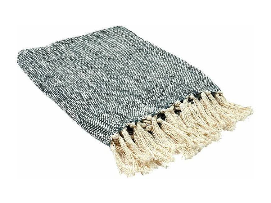 Plaid à Franges "Bicolore" 120x150cm Naturel & Kaki