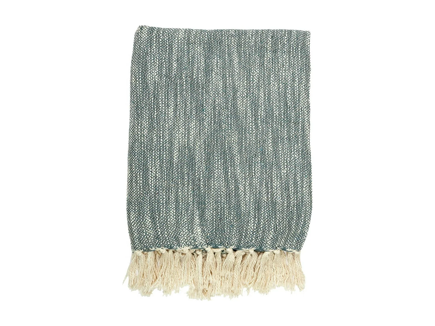 Plaid à Franges "Bicolore" 120x150cm Naturel & Kaki