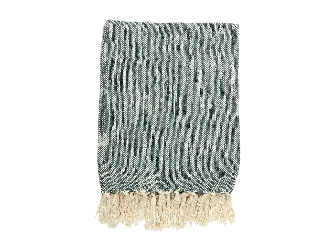 Plaid à Franges "Bicolore" 120x150cm Naturel & Kaki