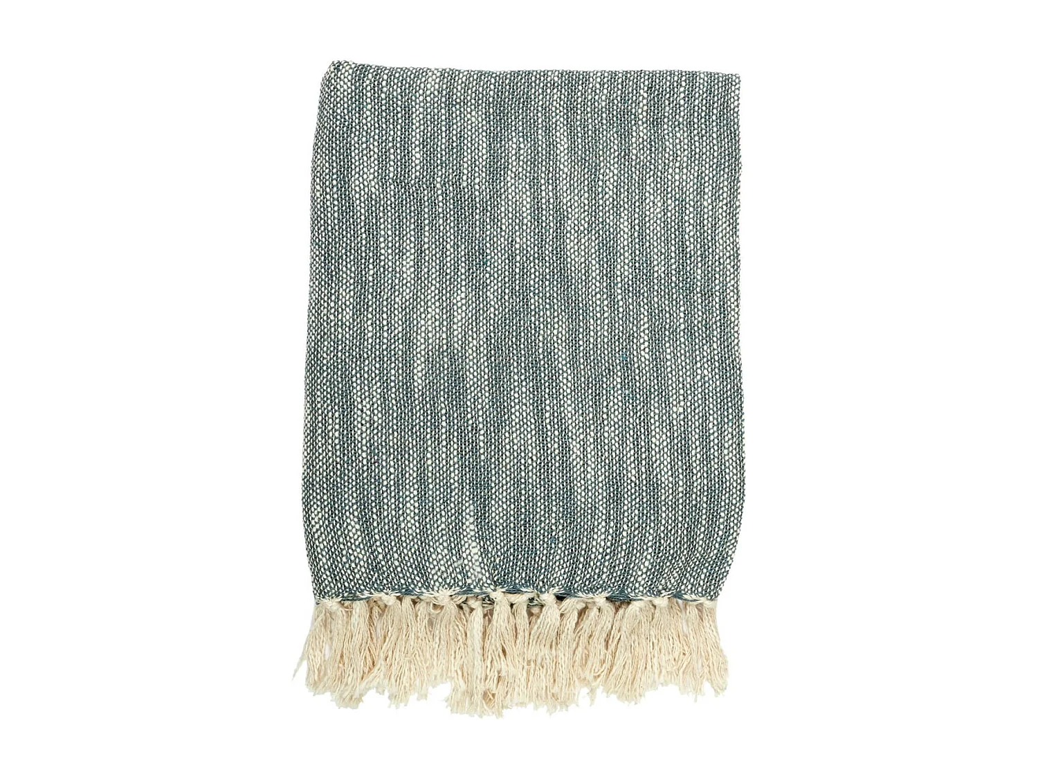 Plaid à Franges "Bicolore" 120x150cm Naturel & Kaki