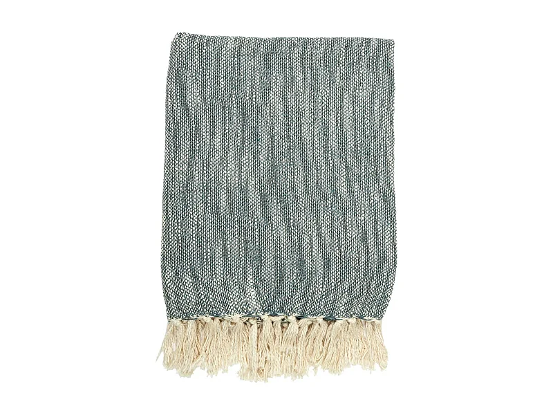 Plaid à Franges "Bicolore" 120x150cm Naturel & Kaki