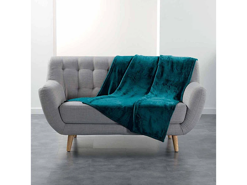 Plaid Uni en Flanelle "Flanou" 125x150cm Bleu