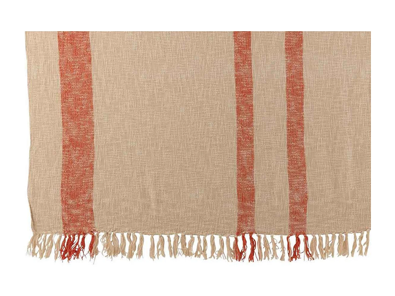Plaid con righe rosse in cotone ocra 210x140cm