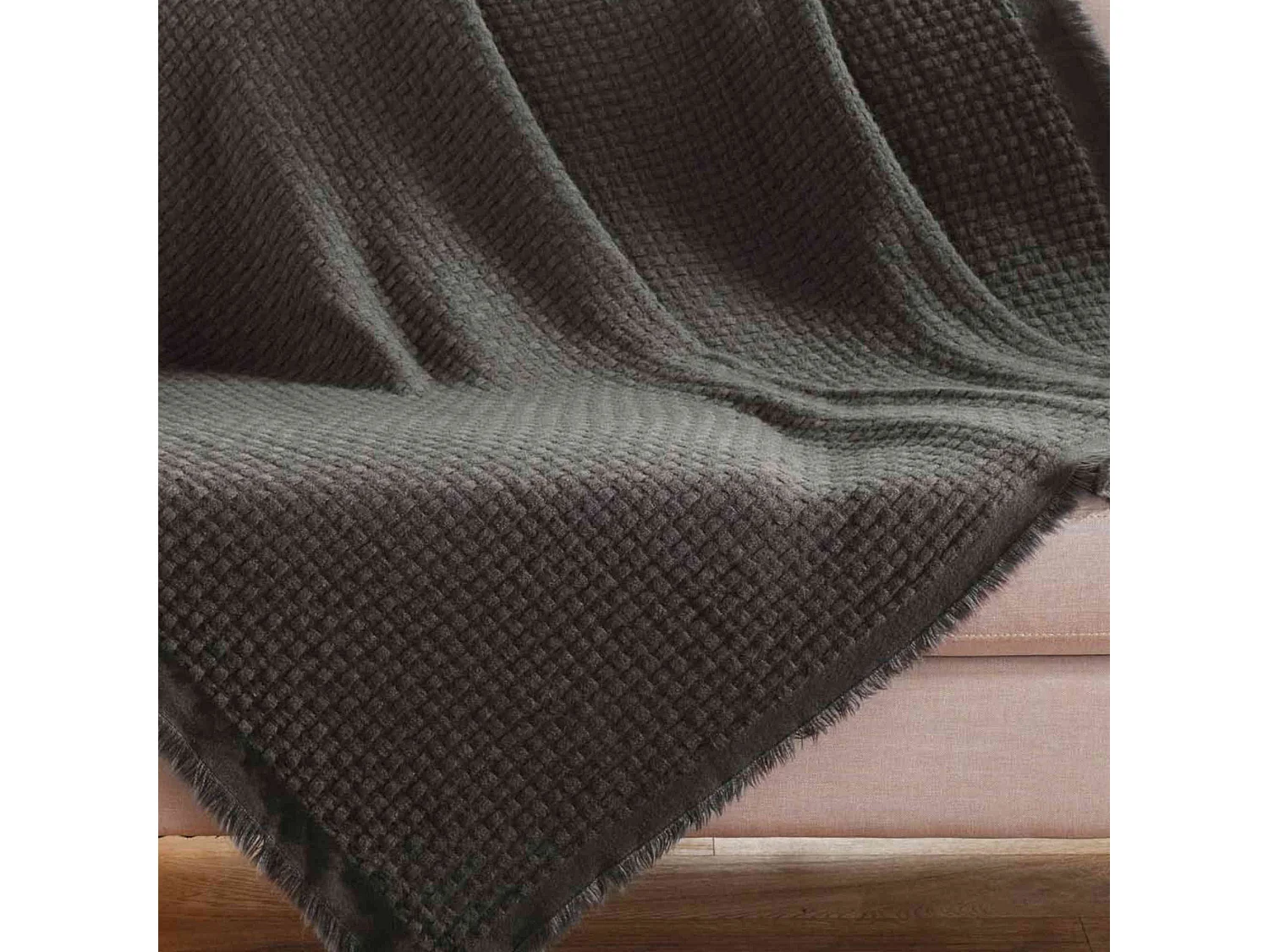 Plaid à Franges "Coraline" 125x150cm Anthracite