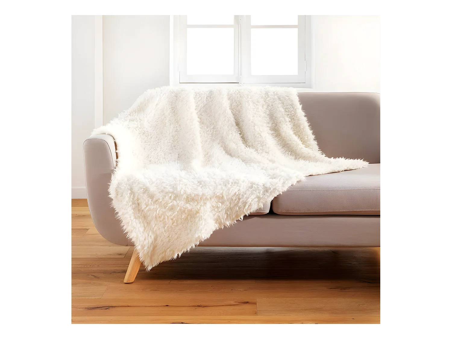 Plaid Imitation Fourrure "Mouton" 180x220cm Naturel