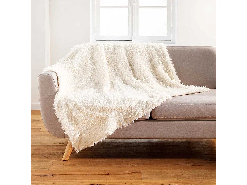 Plaid Imitation Fourrure "Mouton" 180x220cm Naturel