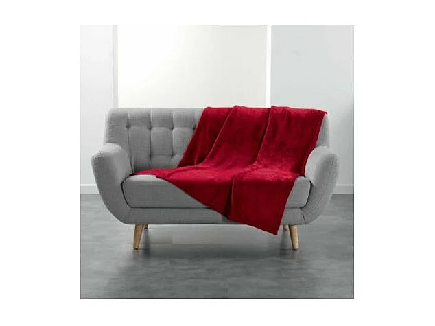 Plaid Uni en Flanelle "Flanou" 125x150cm Carmin