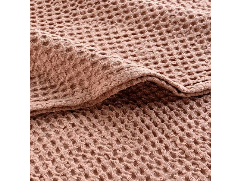 Plaid Nid d'Abeille Uni "Gaufrette" 125x150cm Rose