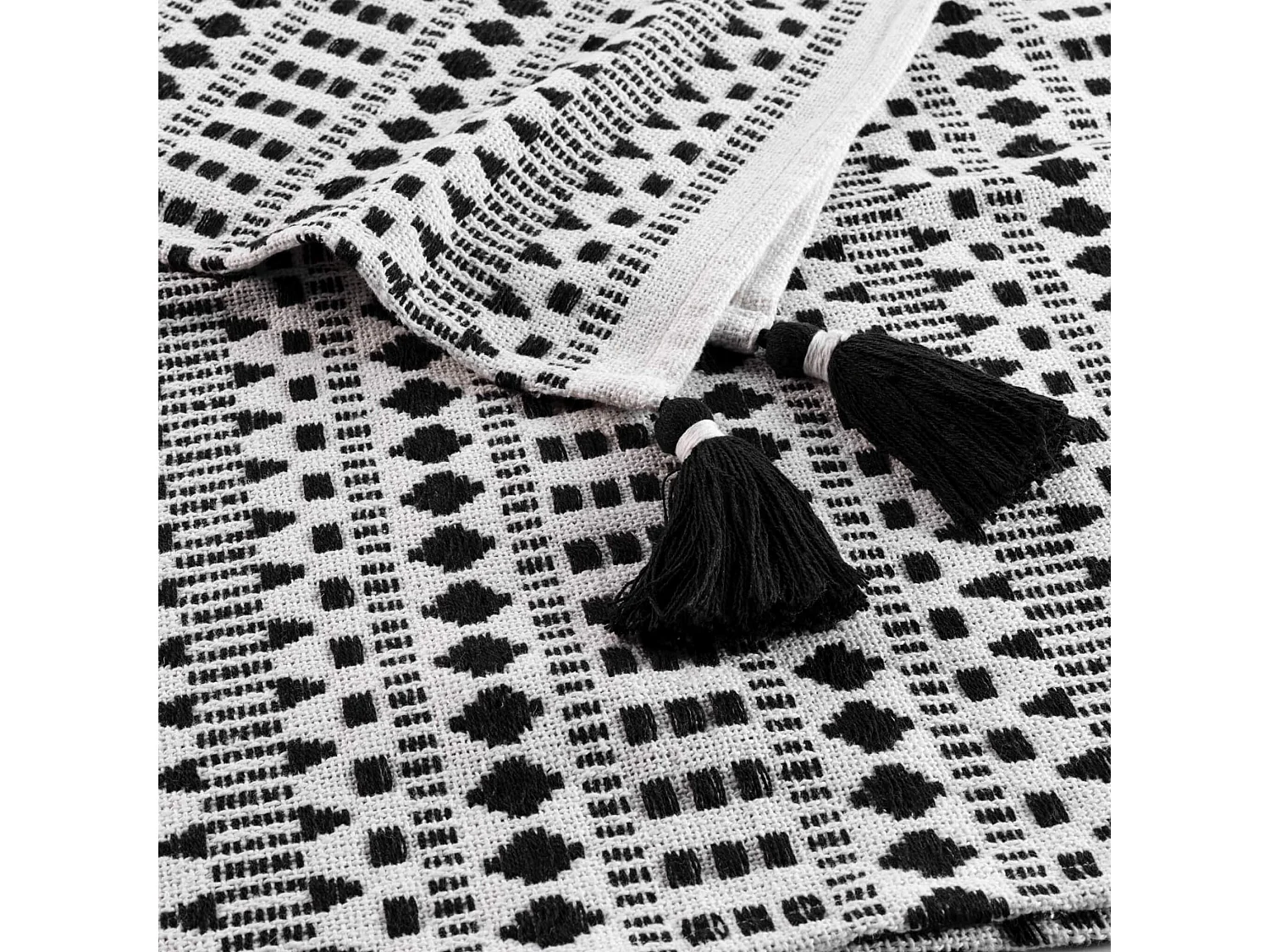 Plaid Déco à Franges "Tissia" 120x150cm Noir