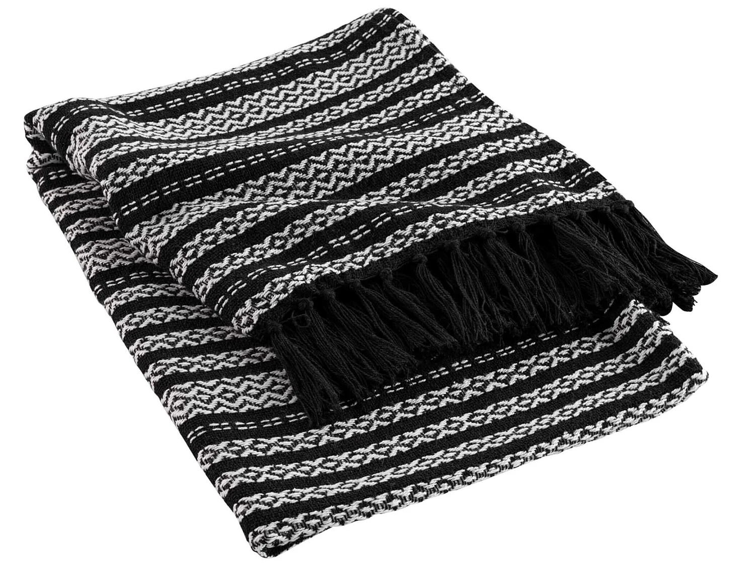 Plaid Déco à Franges "Tissia" 120x150cm Noir