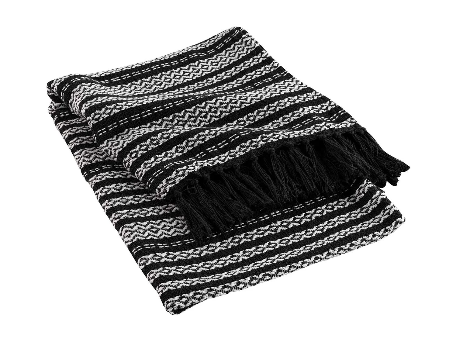 Plaid Déco à Franges "Tissia" 120x150cm Noir