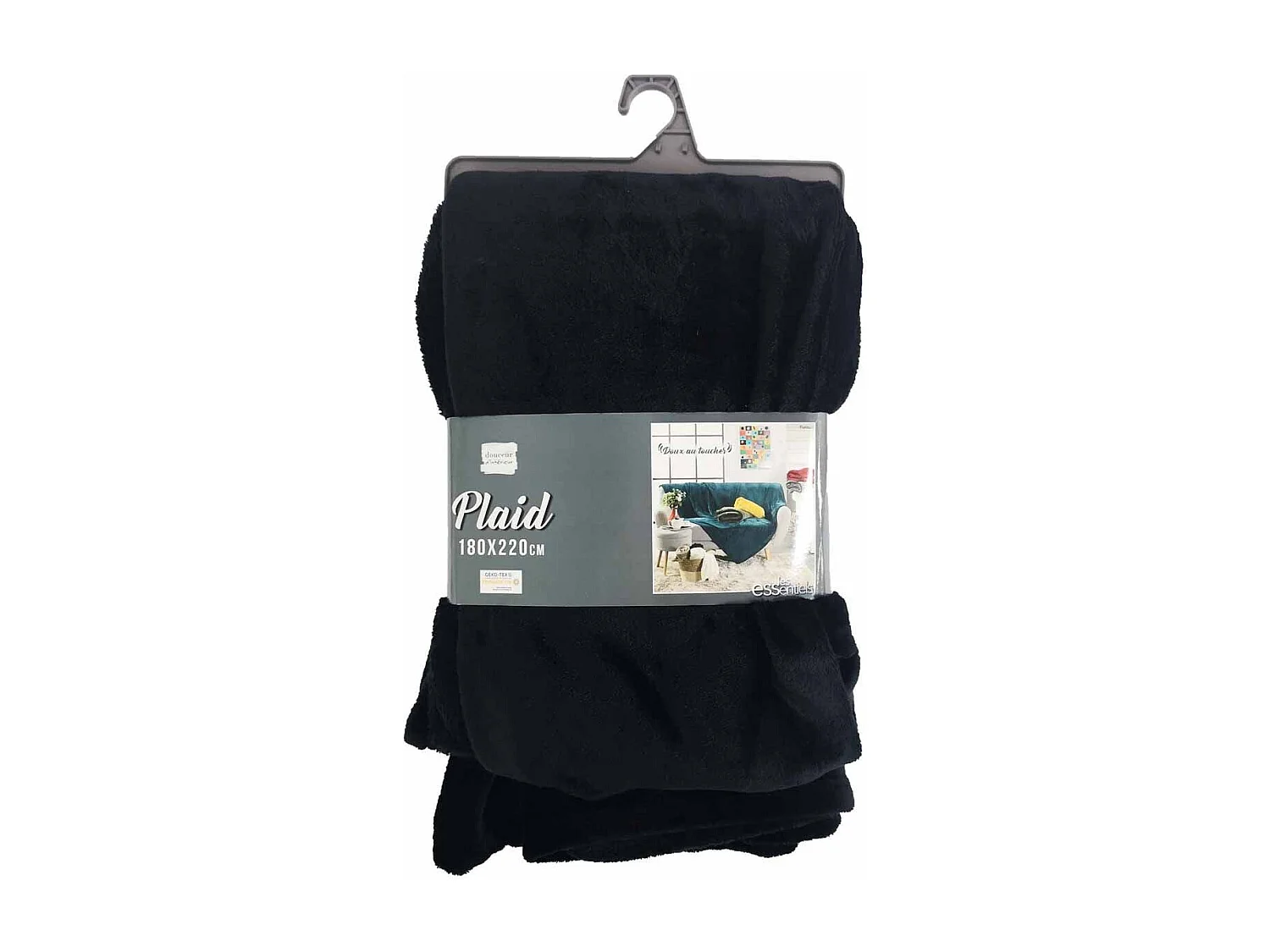 Plaid Uni en Flanelle "Flanou" 180x220cm Noir