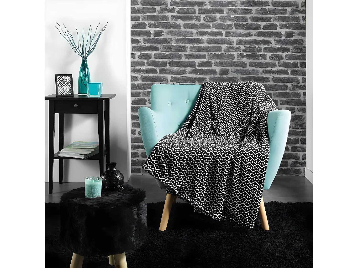 Plaid Imprimé "Tigy" 125x150cm Noir