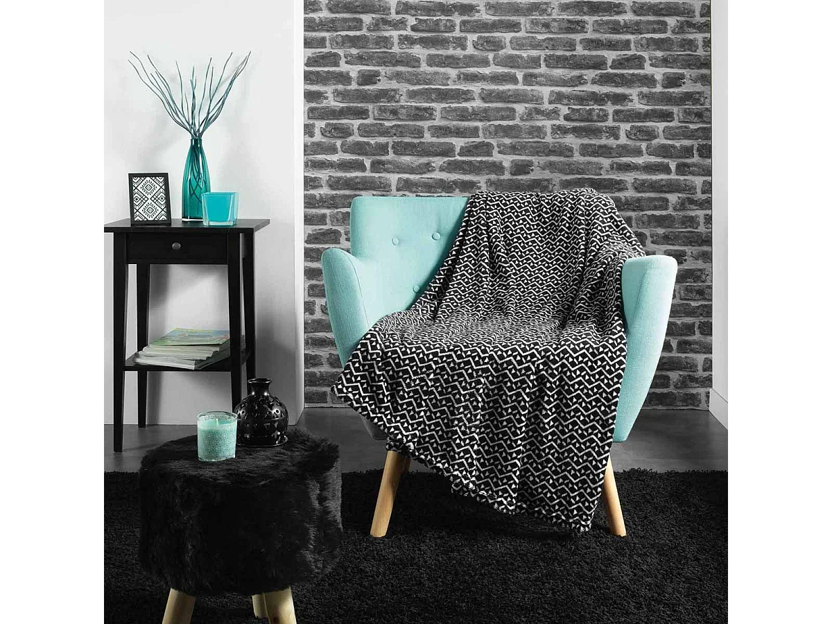 Plaid Imprimé "Tigy" 125x150cm Noir