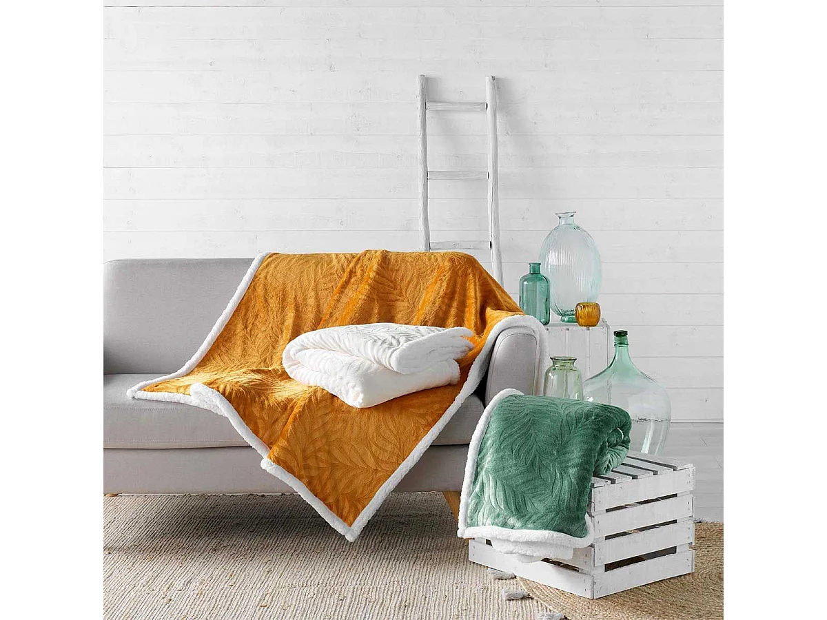 Plaid Flanelle Jacquard "Allegra" 125x150cm Vert