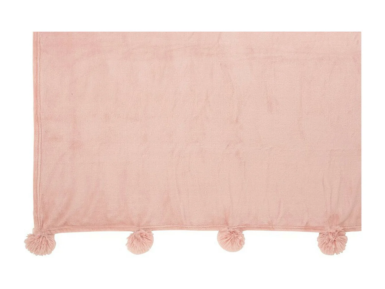 Plaid Déco à Pompons "Polyes" 130x170cm Rose Bébé