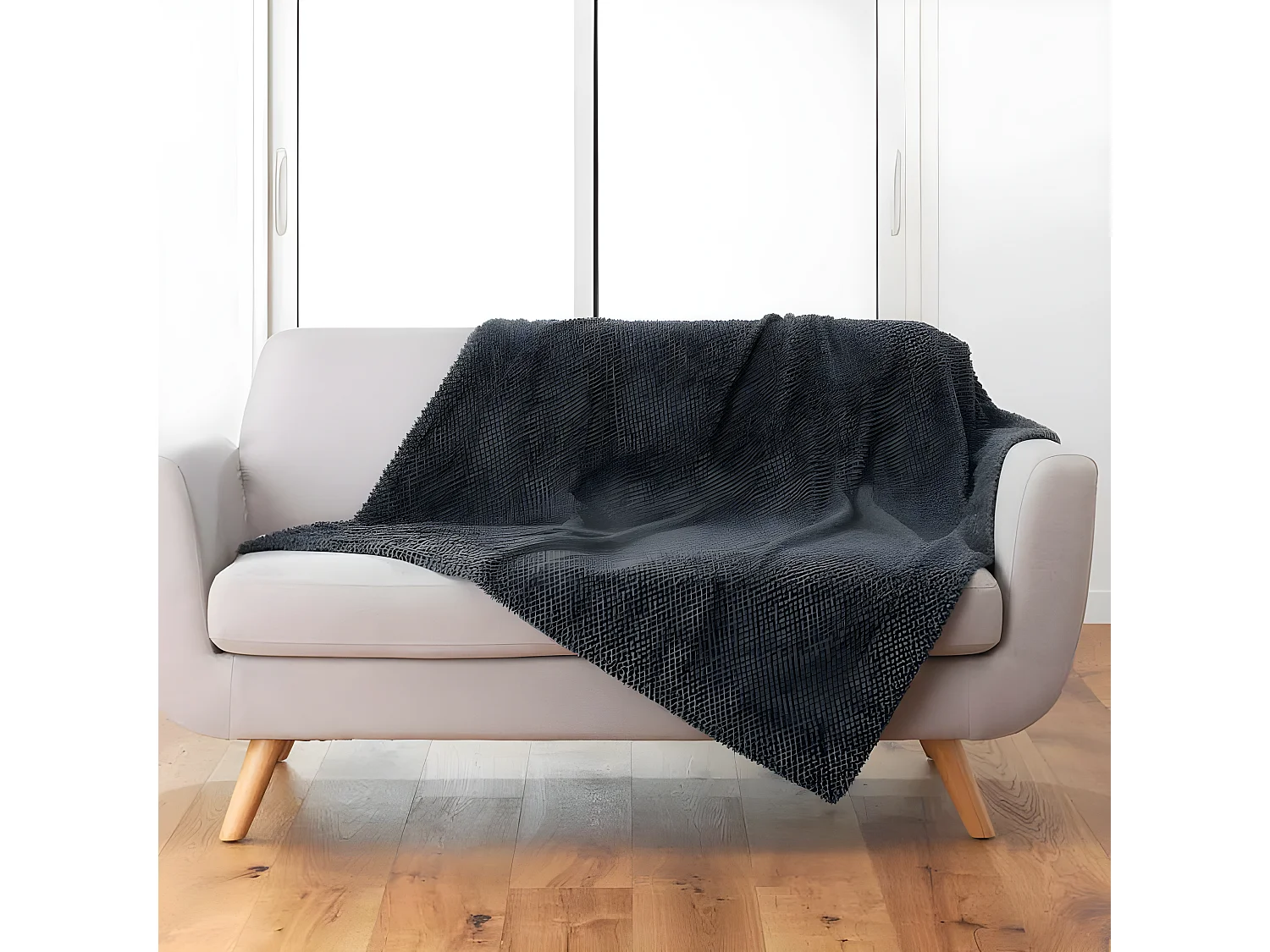 Plaid Imitation Fourrure "Icerberg" 180x220cm Anthracite