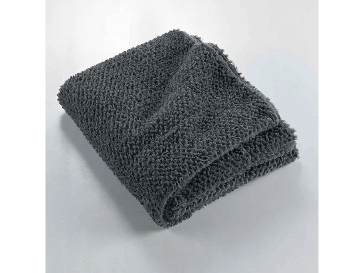 Plaid Imitation Fourrure "Icerberg" 180x220cm Anthracite