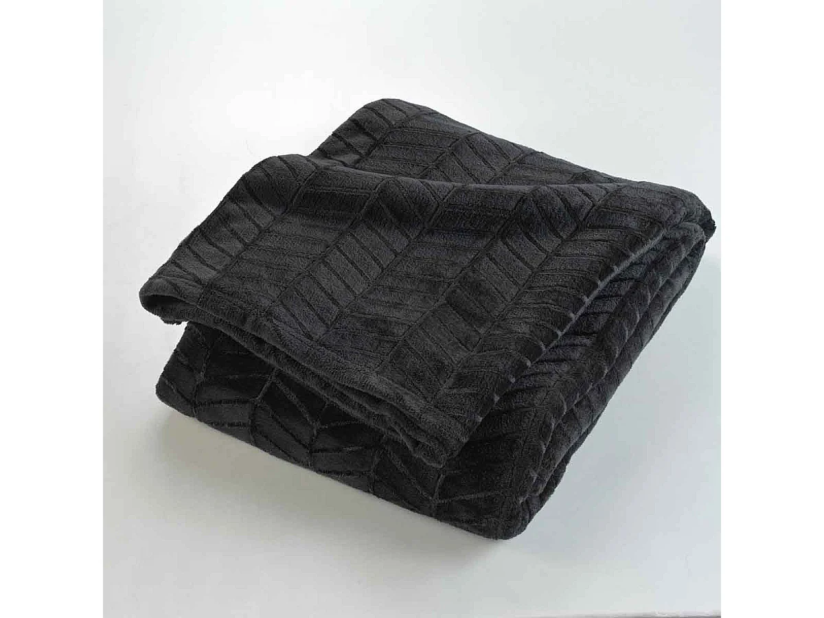 Plaid Flanelle Uni "Arya" 180x220cm Noir