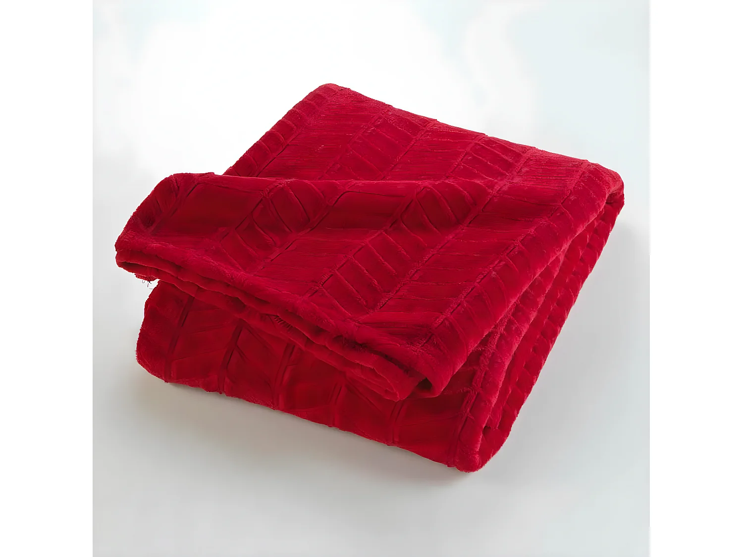 Plaid Flanelle Uni "Arya" 180x220cm Carmin