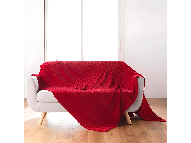 Plaid Flanelle Uni "Arya" 180x220cm Carmin