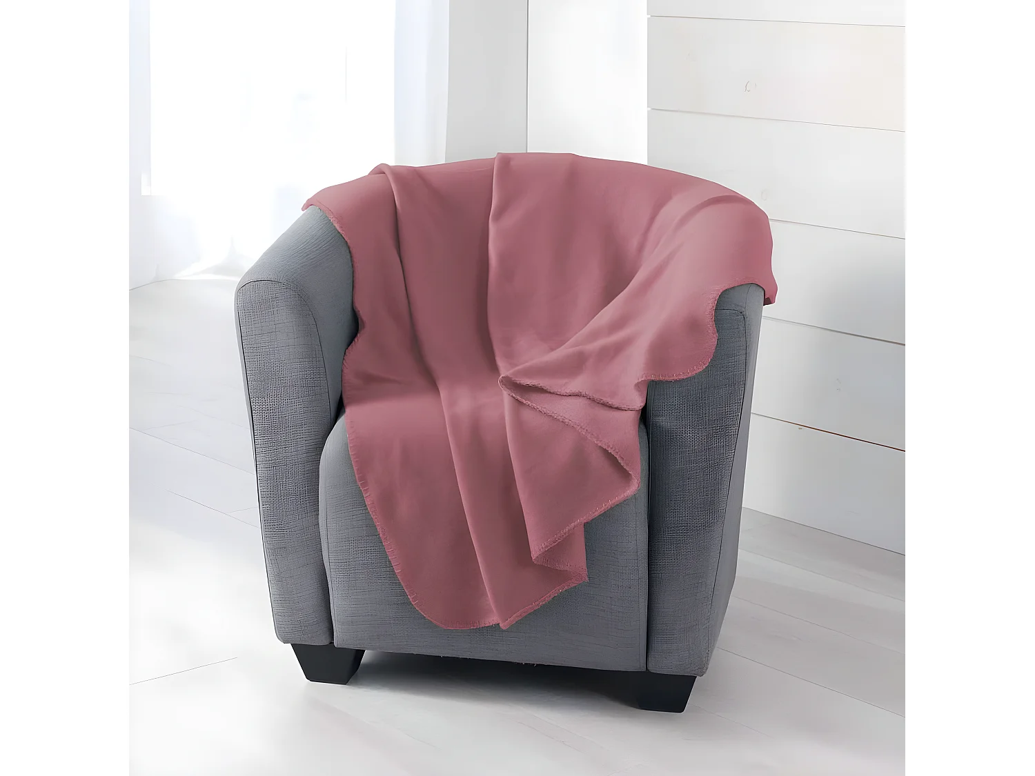 Plaid Polaire "Milou" 125x150cm Vieux Rose