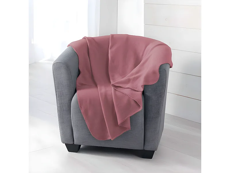 Plaid Polaire "Milou" 125x150cm Vieux Rose