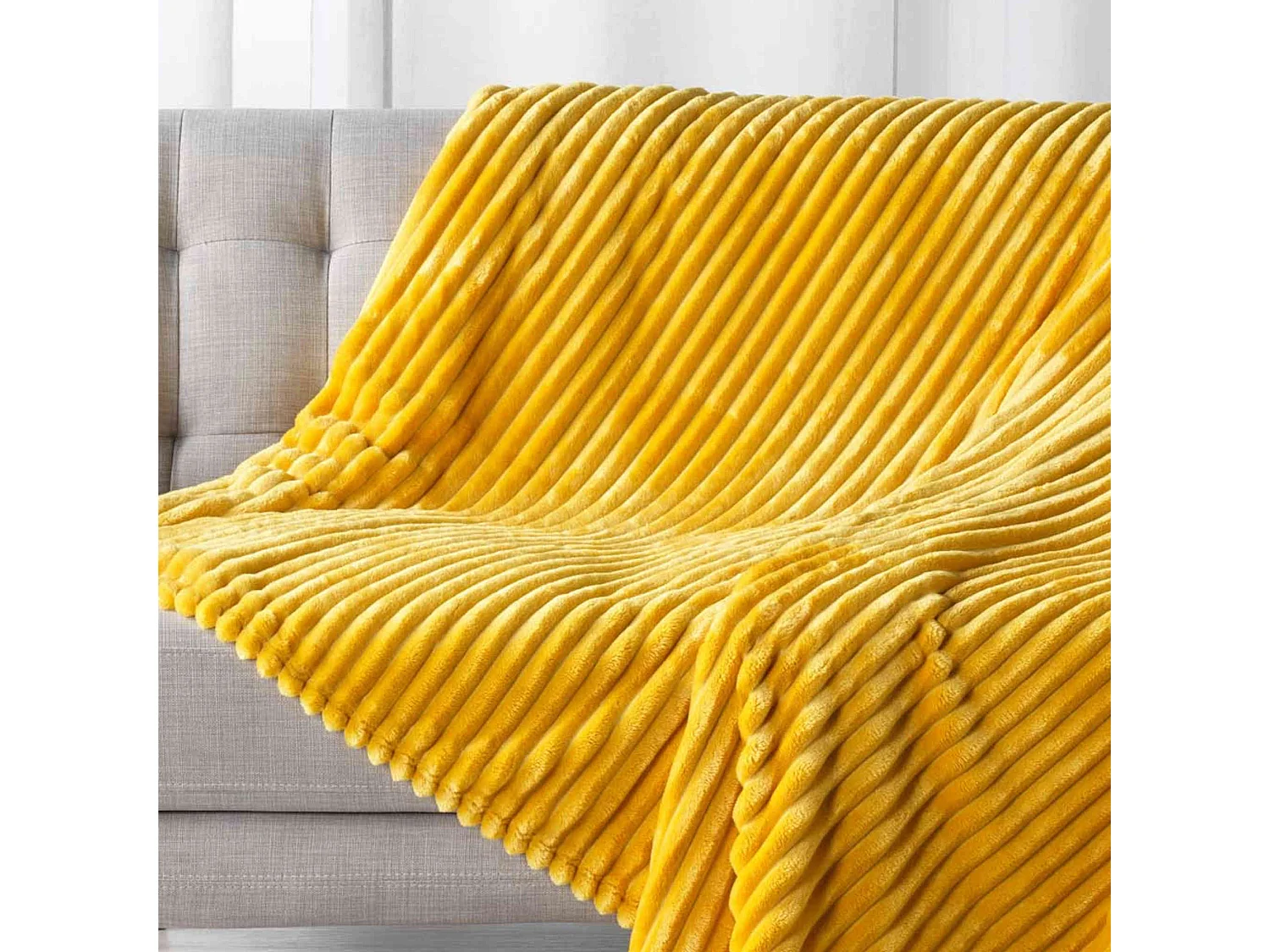 Plaid Flanelle Uni "Kalie" 180x220cm Jaune