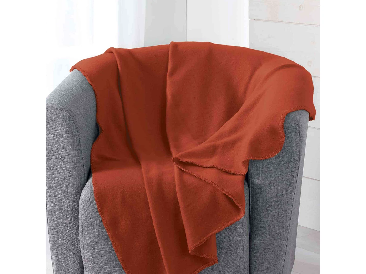 Plaid Polaire "Milou" 125x150cm Terracotta