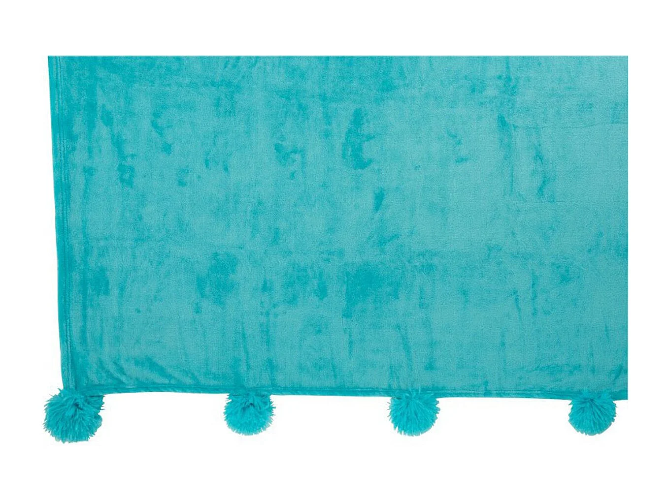 Plaid Déco à Pompons "Polyes" 130x170cm Bleu Azur