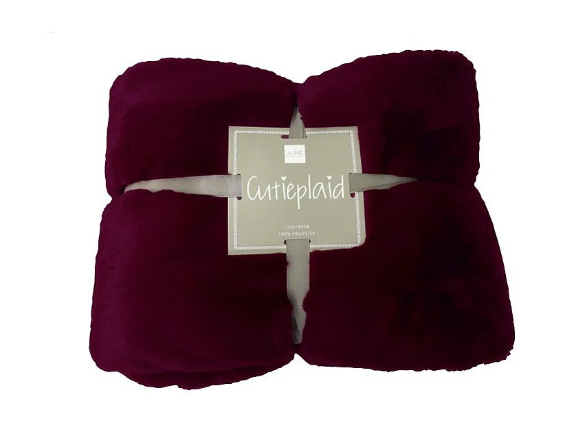 Plaid de poliéster rojo oscuro de 180x130 cm