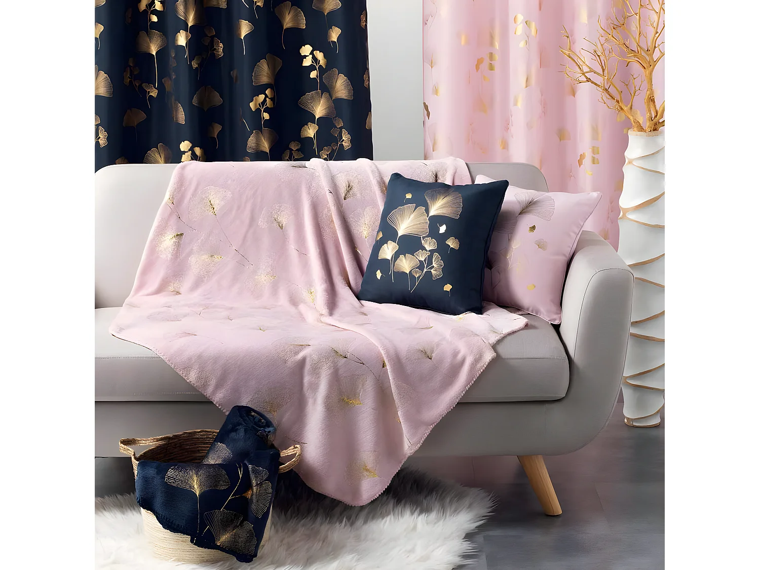 Plaid Imprimé "Bloomy" 125x150cm Rose