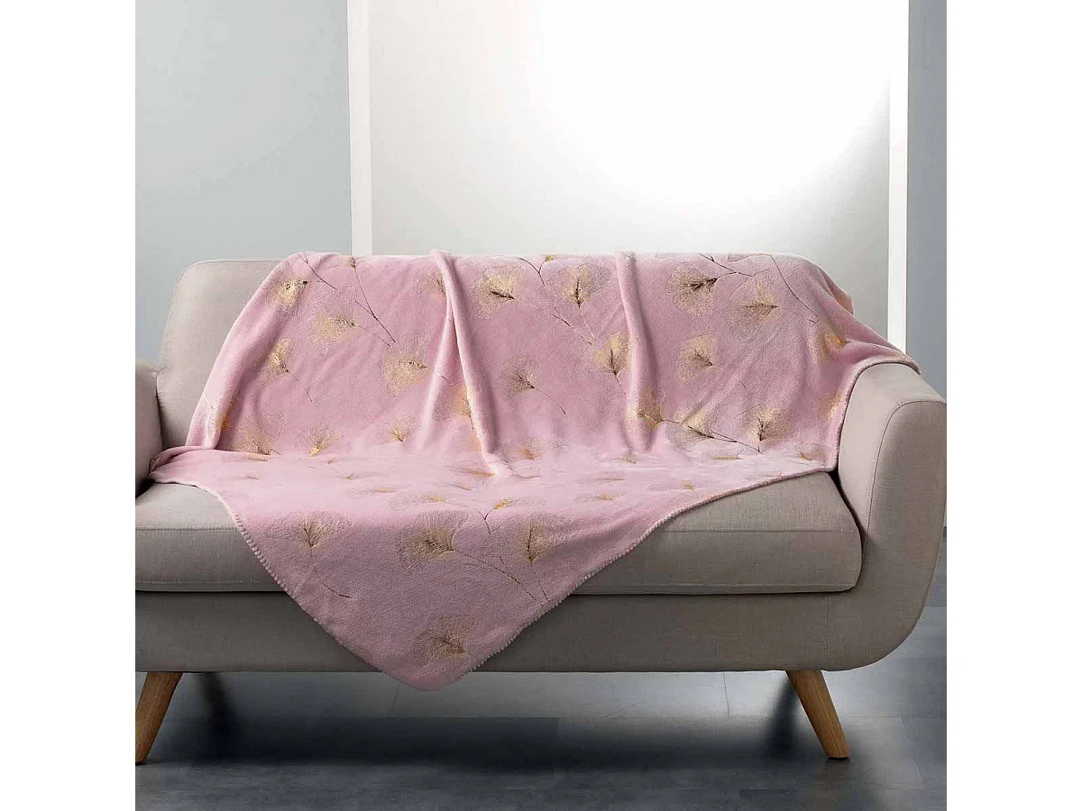 Plaid Imprimé "Bloomy" 125x150cm Rose