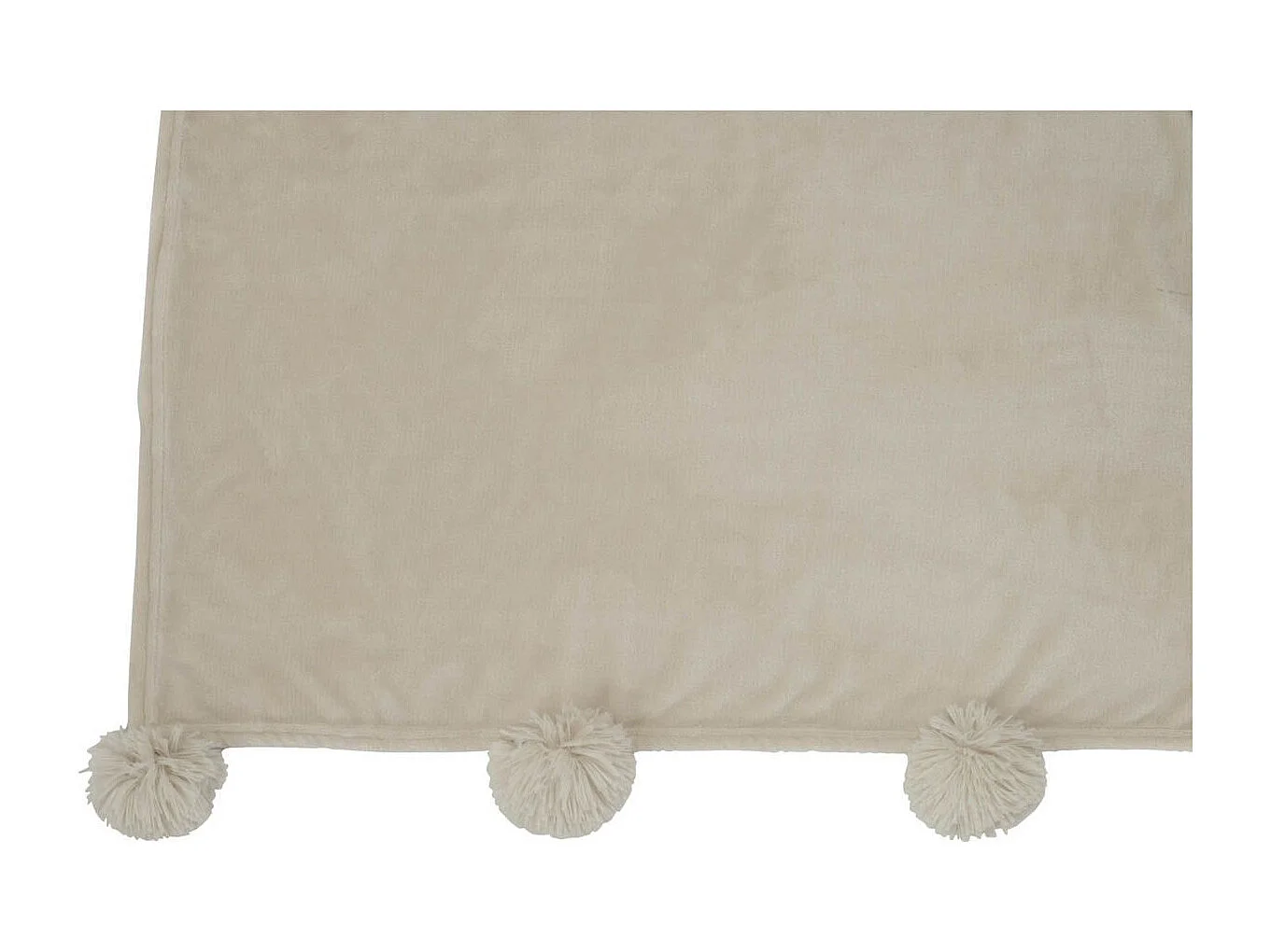 Plaid Uni à Pompons "Enora" 130x170cm Beige