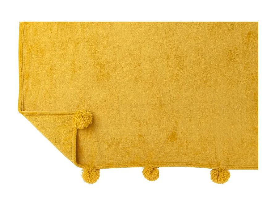 Plaid Déco à Pompons "Polyes" 130x170cm Ocre
