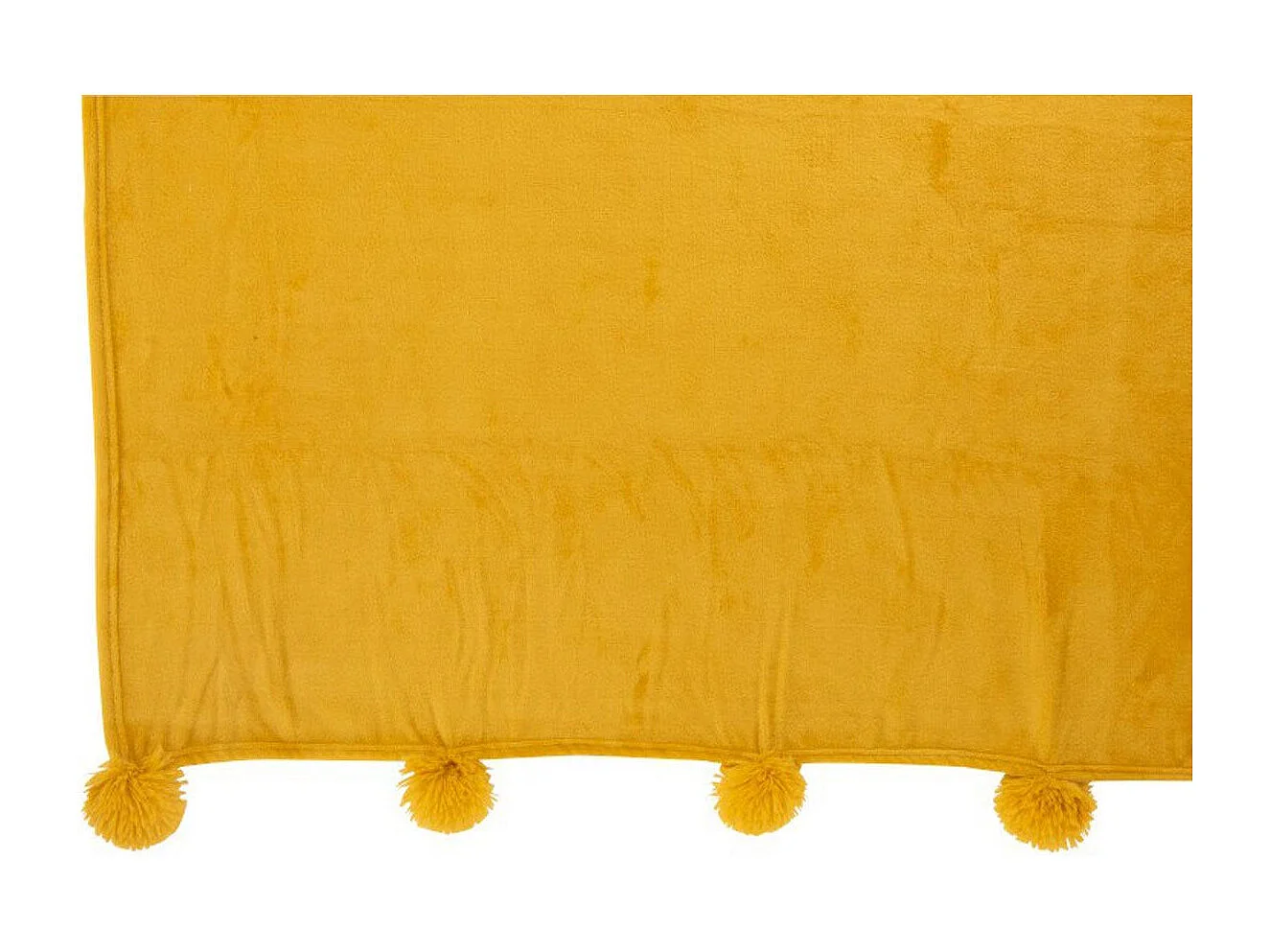 Plaid Déco à Pompons "Polyes" 130x170cm Ocre