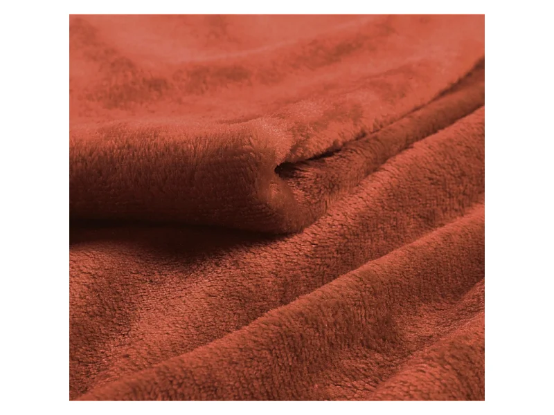 Plaid Uni en Flanelle "Flanou" 180x220cm Terracotta