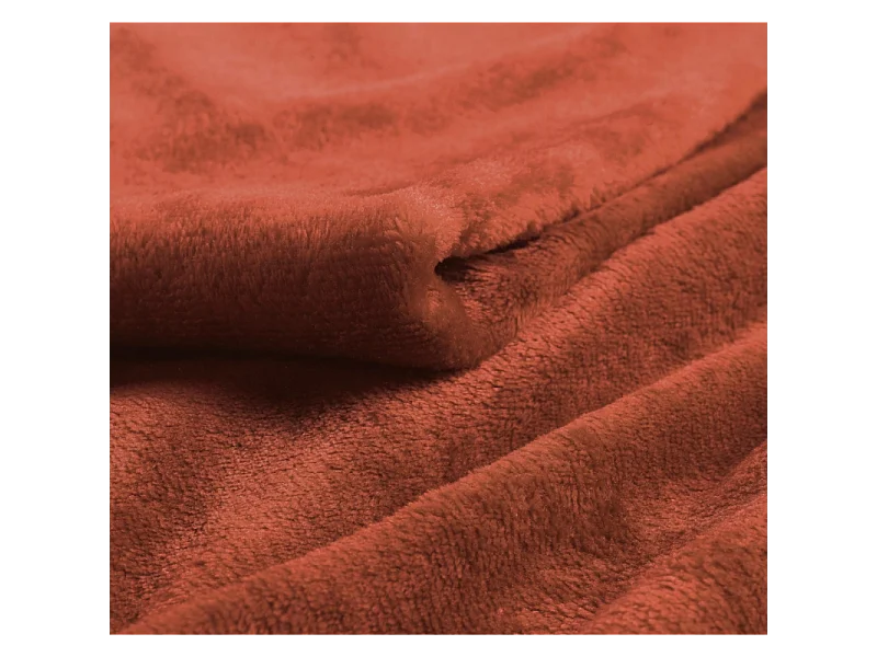 Plaid Uni en Flanelle "Flanou" 180x220cm Terracotta