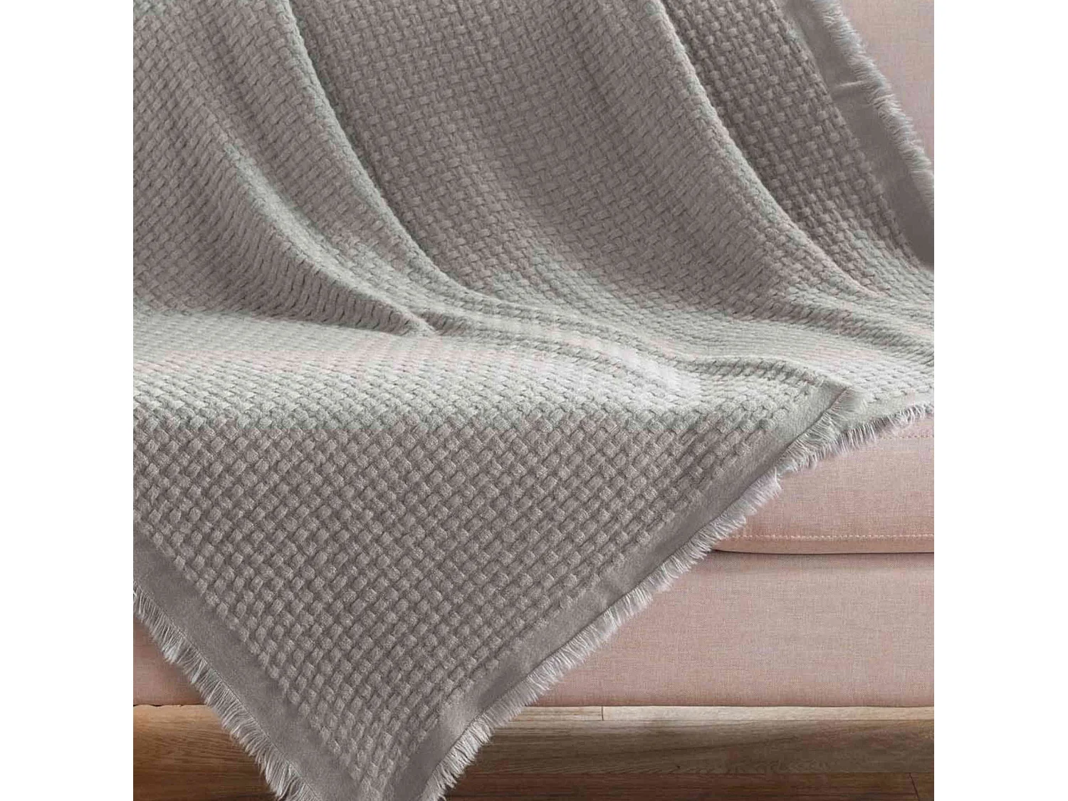 Plaid à Franges "Coraline" 125x150cm Gris