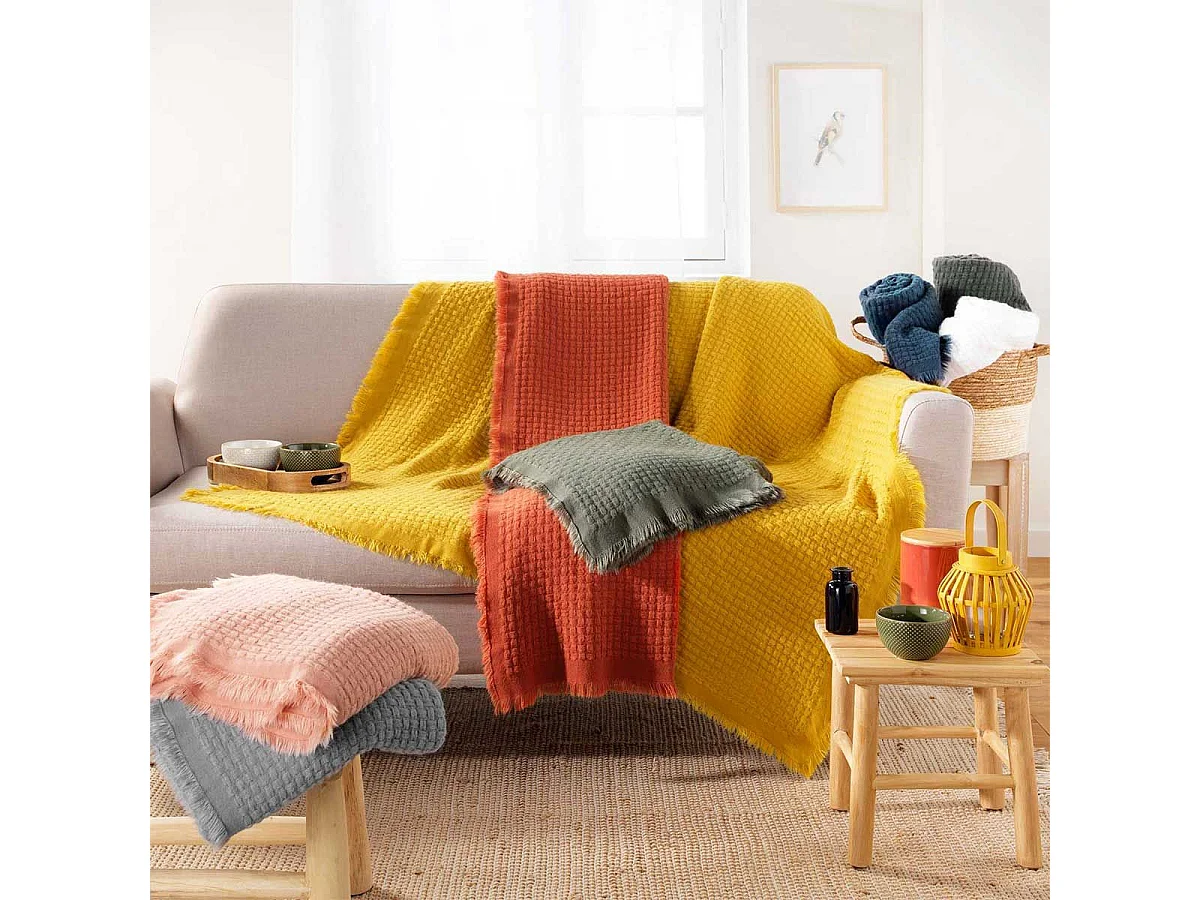 Plaid à Franges "Coraline" 125x150cm Gris