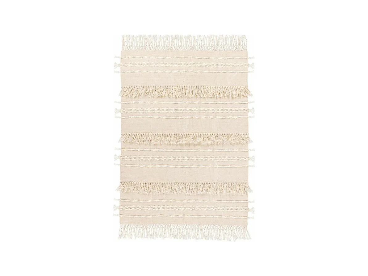 Plaid Tissé à la Main "Bohist II" 130x170cm Naturel