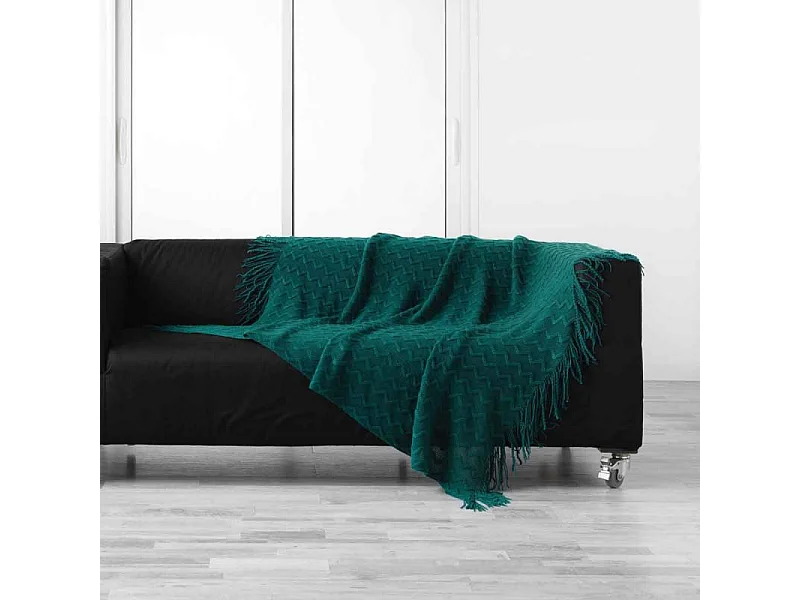 Plaid à Franges "Melinda" 125x150cm Émeraude