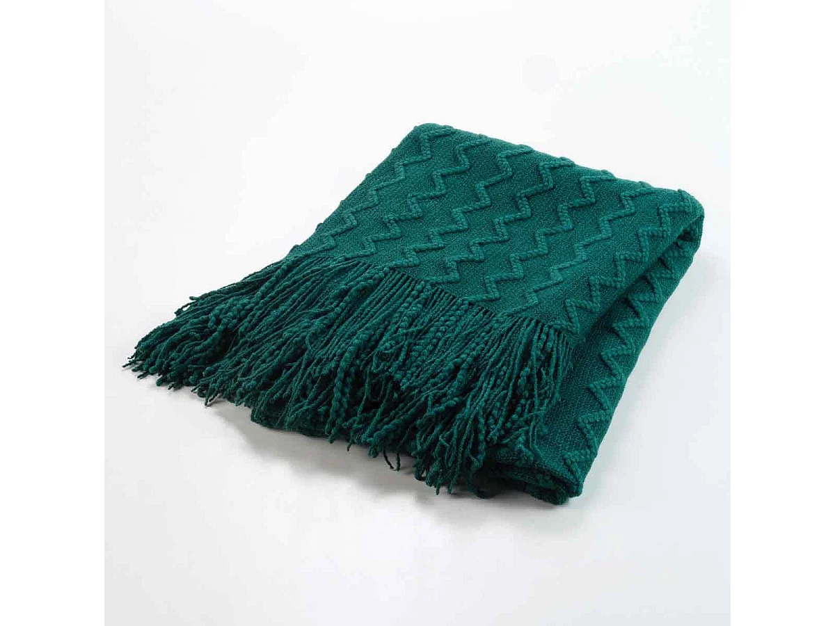 Plaid à Franges "Melinda" 125x150cm Émeraude