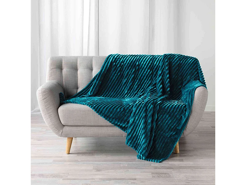 Plaid Flanelle Uni "Kalie" 125x150cm Bleu