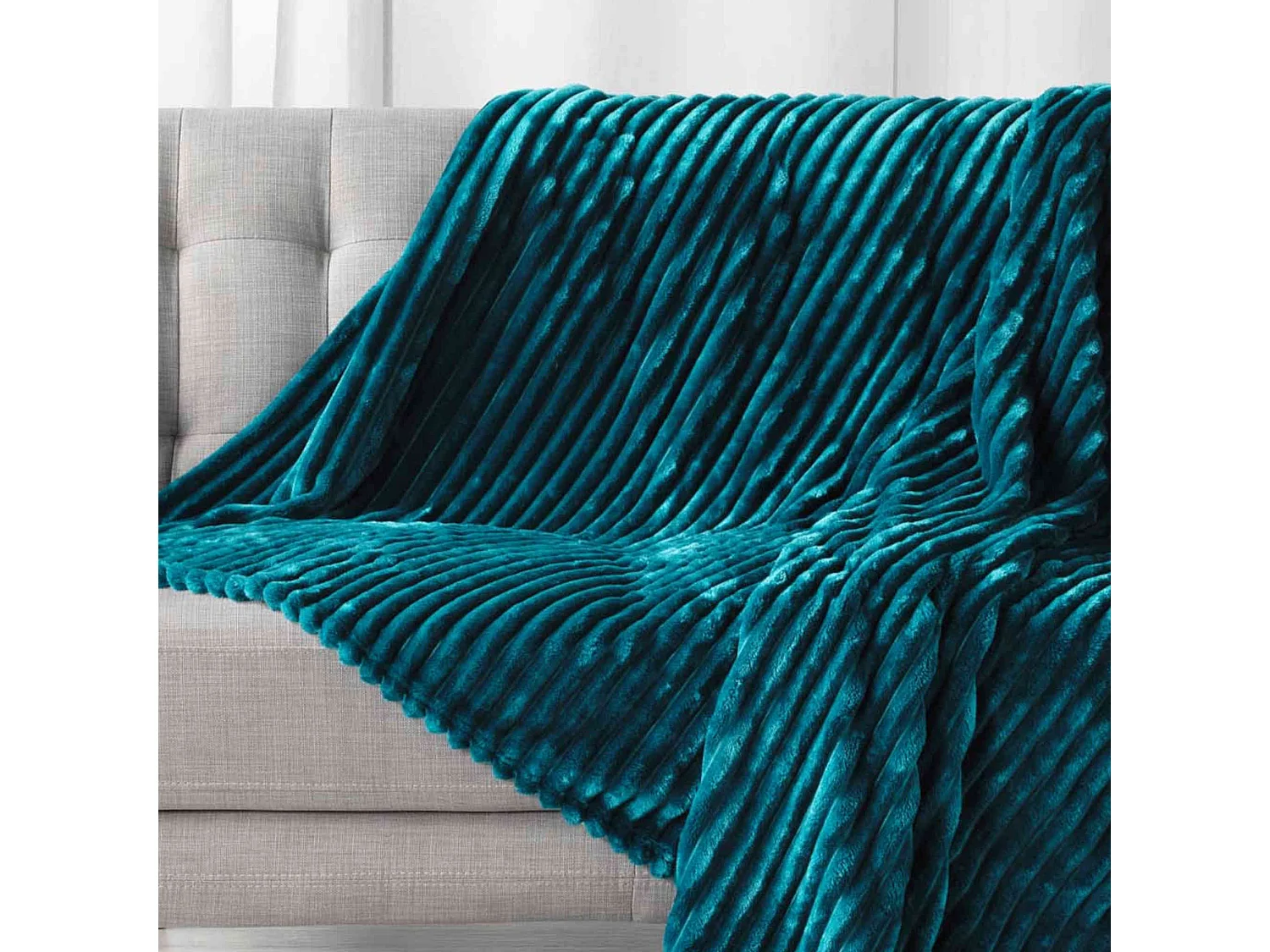 Plaid Flanelle Uni "Kalie" 125x150cm Bleu