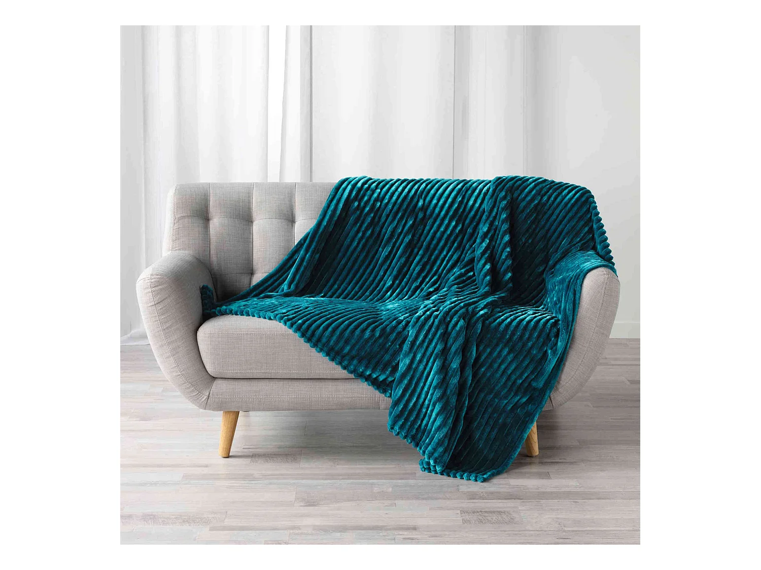 Plaid Flanelle Uni "Kalie" 125x150cm Bleu